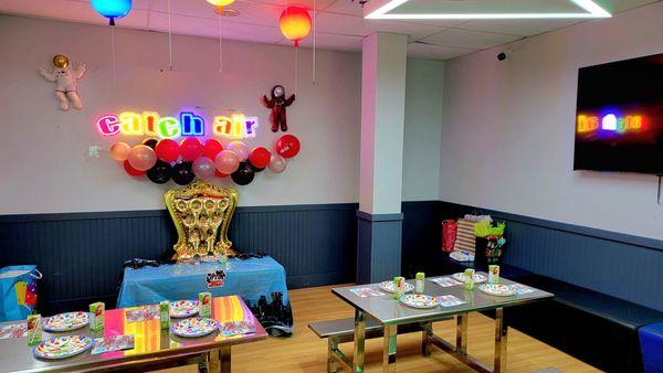 One of the smaller party rooms