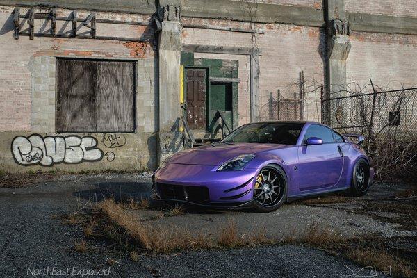 We can even make custom colors. This purple is a blue base with pink metallic sparkle laminate.