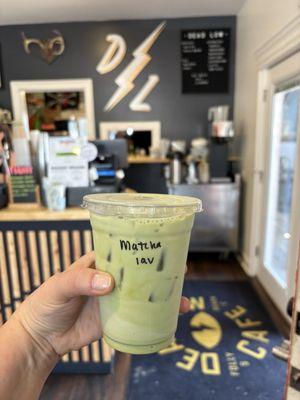 Matcha latte with homemade lavender syrup- perfection!
