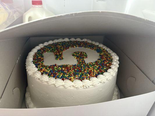 5th bday party cake, 10 inches. Ty!