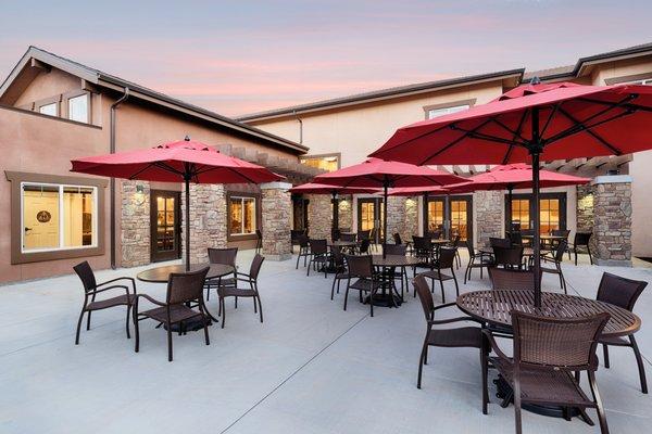 An outdoor patio allows our residents to enjoy the warming sun and stay cool when they want to.