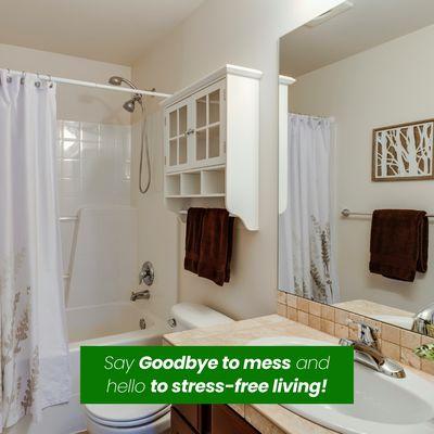 Step into a bathroom that's as clean as it is calming.