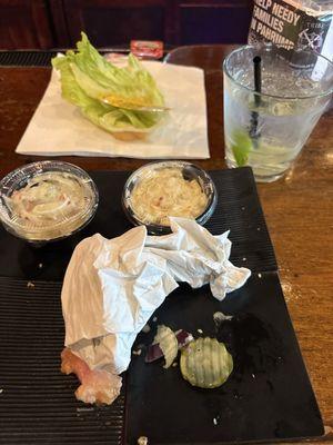 Yummy burger is gone! Still working on the flat gin and tonic :/.