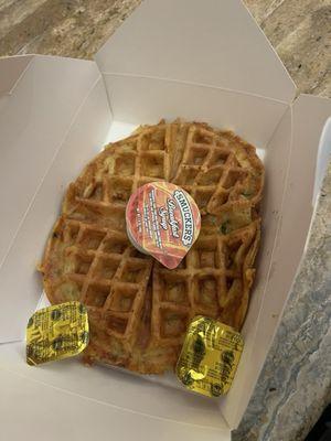 Chorizo cheddar waffle