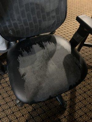 Pleather chair completely worn away