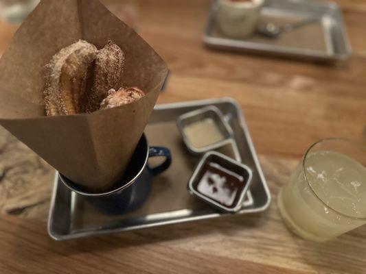 Churros with dipping sauces