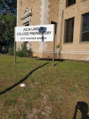 This is Julia Landon's second entrance sign.
