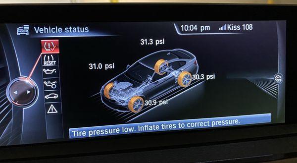 Tire pressure warming
