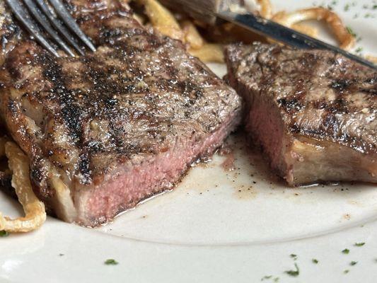 Strip steak cross section, perfect!
