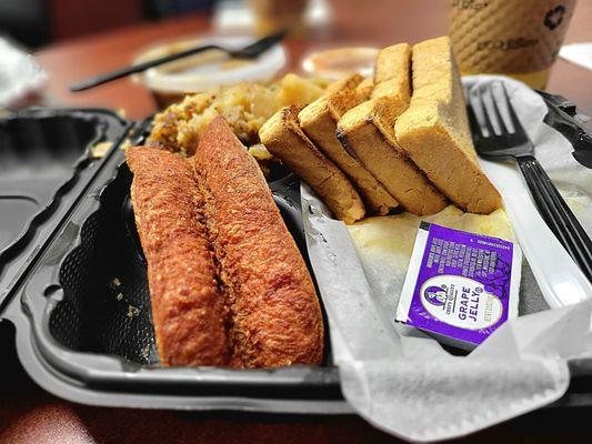 The deep-fried half-smoke was deep-fried and overcooked. Who deep fries half-smokes? Strange.