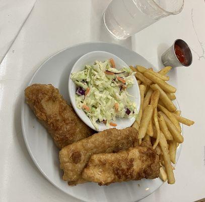 Fish + Chips + Slaw = fresh-crispy-tender-delicious