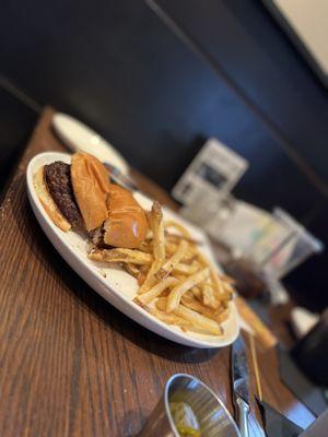 Plain Hamburger and Fries