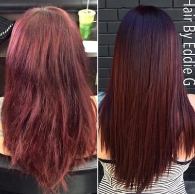 My before and after Brazilian blowout full color and haircut !