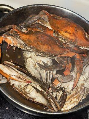 Medium Male Crabs. Small but good amount of meat that came out on every claw. Good Good.