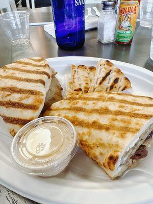 Lamb gyro with hummus. Super yummy