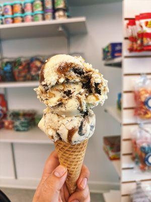 Caramel Sea Salt Oreo on a Sugar Cone!!!!