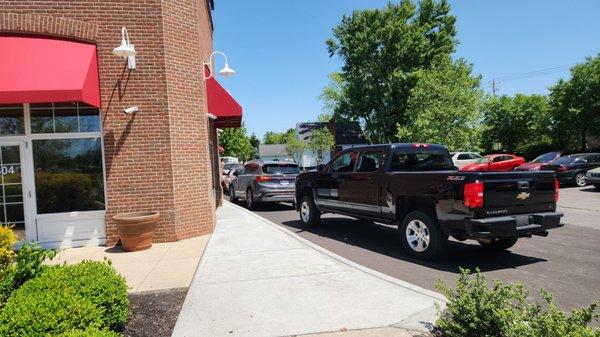Drive through openand busy