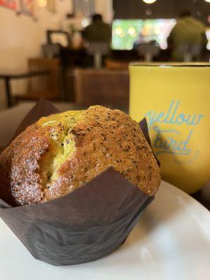 Selby Latte and Lemon Poppyseed muffin