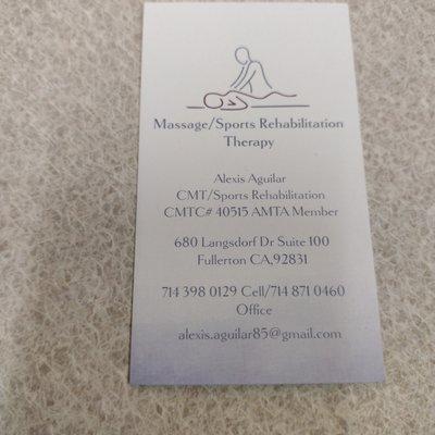 Massage / Sports Rehabilitation Therapy