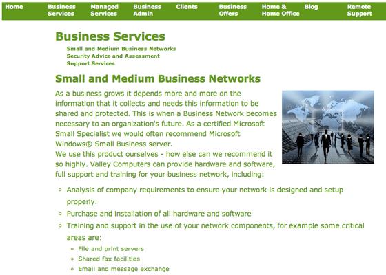 Some of our Business Computer/Network services - visit our site for more information