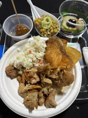 Pulled Pork, chips and coleslaw from Parkeys Smokehouse