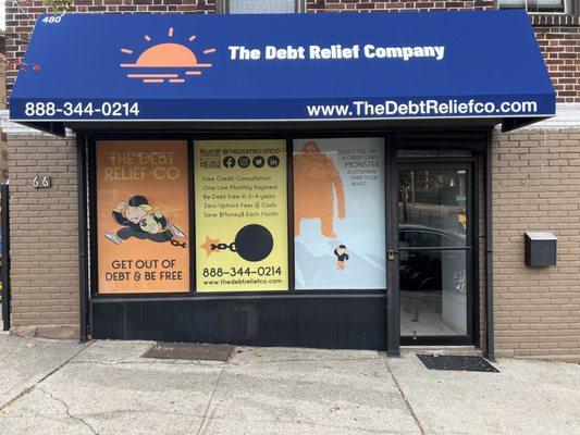 The Debt Relief Company storefront at 480 Castleton in Staten Island, New York.