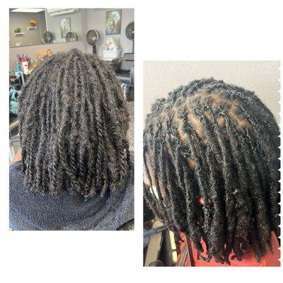 Before and after Loc retwist