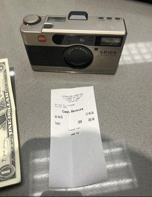 Receipt and camera
