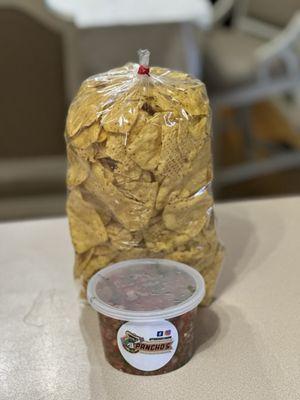 Homemade tortilla chips and fresh made pico de gallo