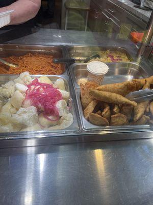 Empanadas, cassava,spaghetti