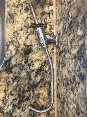 We removed the reverse osmosis faucet...