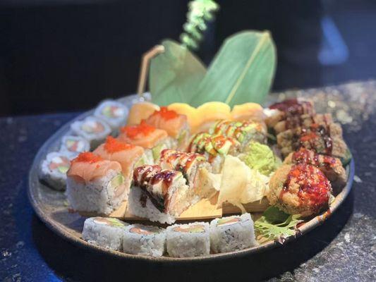 Left to right Phily roll Alaska roll dragon roll and big boy roll