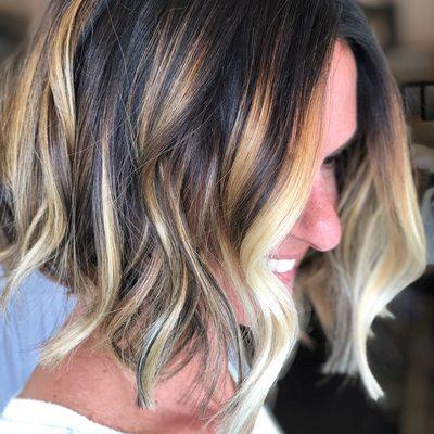 Balayage, low lights and grey coverage color