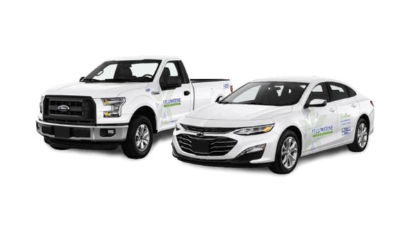 Yellowstone Landscape Truck and car wrap. Side by side