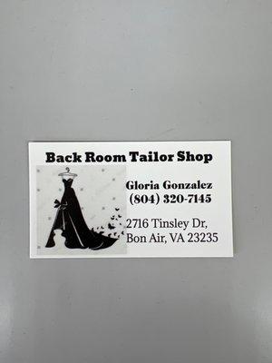 Back Room Tailor Shop