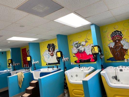 Individual comfort tubs for easy profession bathing and drying.