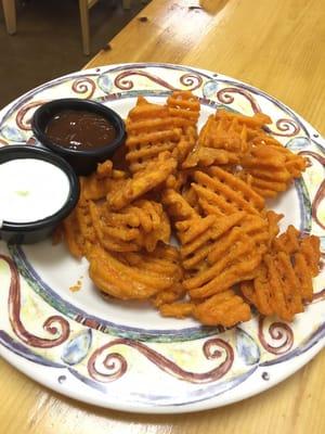 Sweet potato waffle fries. Yum yum.