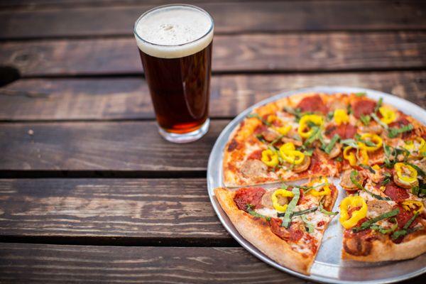 Beer + Pizza = happy