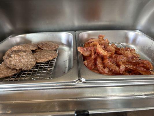 Sausage patties & bacon - part of complimentary breakfast