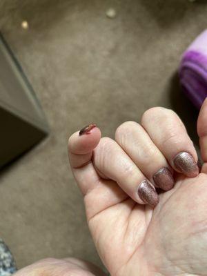 A cut on one corner.