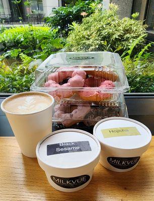 Got 1 of each, 12oz mocha, and kindly gifted freebie ice cream (8/8/23)