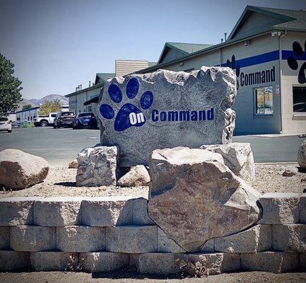 Cool stone sign by the business