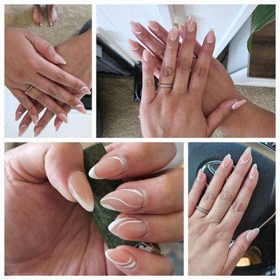 Loved my fullset. Pink powder gel mani. Gel pedicure (mermaid) Exactly what I wanted