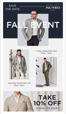Make your appointment now for the Munro Made-to-Measure event at Current.