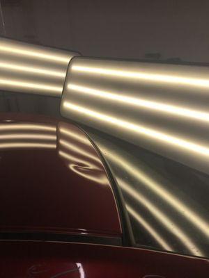 HUGE Hail dent on the front edge of a roof.....