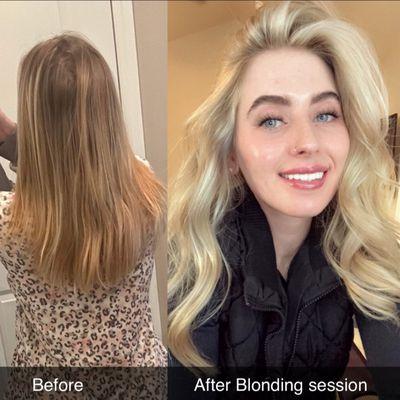 Before and after a blonding session. $200