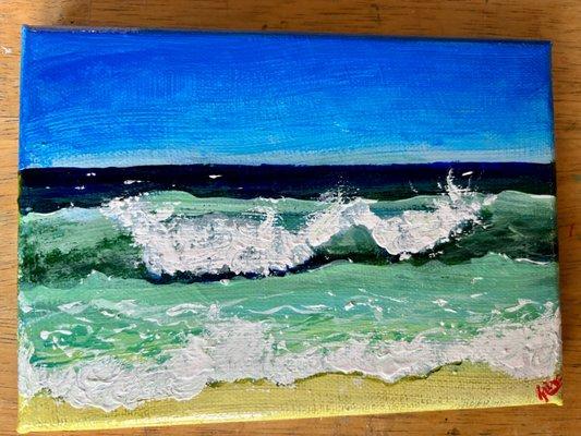 Painting of the ocean. Acrylics on canvas.