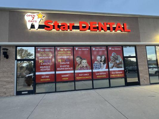 Star Dental in Lakewood Colorado.
Open 7 days a week including Saturday and Sunday.