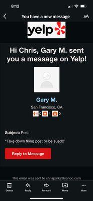 An example of Gary's level of professionalism