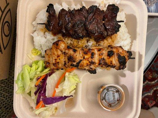 Chicken and beef teriyaki combo